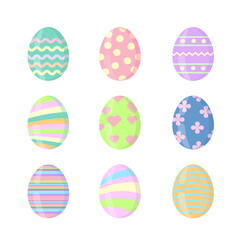 Set of colored Easter eggs isolated on white background,vector