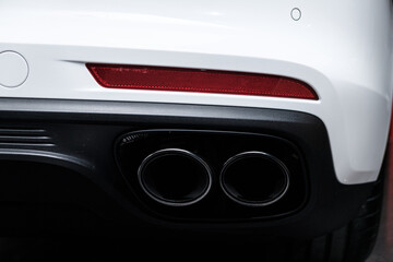 close up of a car sport exhaust pipe 