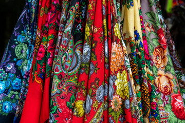 Tradycyjne, ręcznie wykonane chusty góralskie z Podhala. Polska - obrazy, fototapety, plakaty