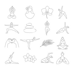 hand drawn yoga women set
