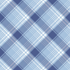 Light blue and white argyle tartan plaid. Scottish pattern fabric swatch close-up. 