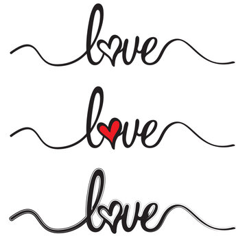 Hand-written LOVE with Heart