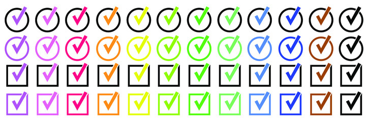 colored check mark icon. Check mark vector icon. Checkmark Illustration. Vector symbols set , colored checkmark isolated on white background. vector isolated symbol.