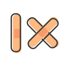 Medical bandage or patch linear icon. First aid band plaster strip. Flat design medical patch icon. Vector illustration