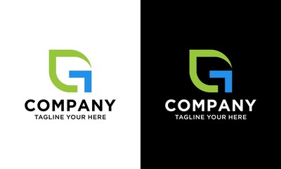 Abstract Initial Letter G and leaf Logo. green color isolated on White and black Background. Usable for Business and Branding Logos. Flat Vector Logo Design Template Element.