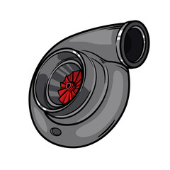Car turbine for air boosting.Car tuning.Isolated on a white background
