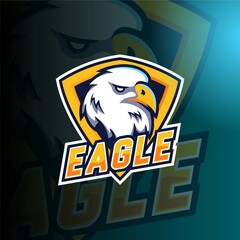 Logo for a sports club or game logo in the form of an eagle.Eagles sports logo template. Vector illustration, emblem and badge design.