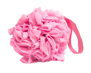 Pink shower sponge for bath wash isolated on the white