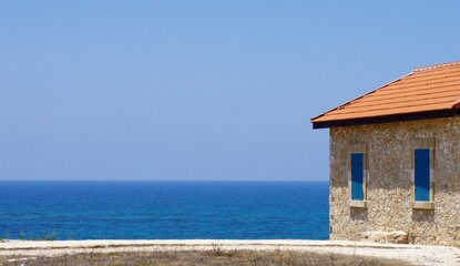 Historical building near the seaside during summer in Cyprus