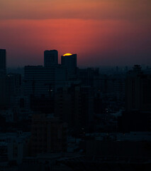 Fototapeta premium Silhouette - Sunset - Doha - Qatar.