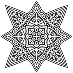 Ethnic Mandala ornament. Coloring book page - 480253875
