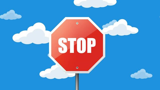 stop road sign animation.