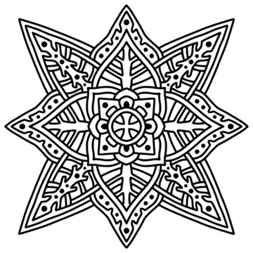 Ethnic Mandala ornament. Coloring book page