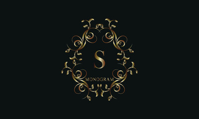 Vintage exquisite monogram with the letter S. The logo can be used to decorate a restaurant, boutique, emblem, jewelry, business.