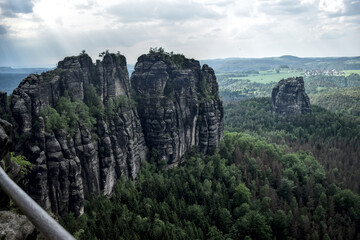 Fototapeta na wymiar fascinating view from the top of rocks in saxon switzerland - Schrammsteine