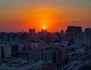 Naklejka na ściany i meble Sunset - Nature - Cityscape - Doha - Qatar