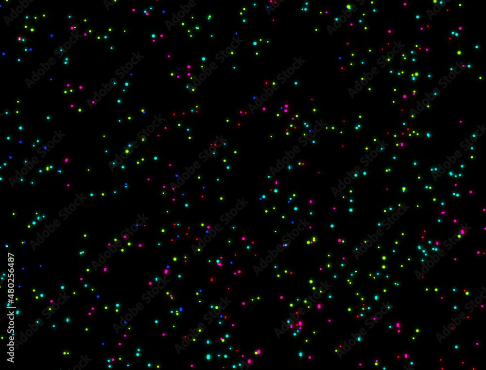Poster glowing multi-colored bokeh round shape on a black background. 3d rendering