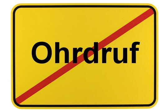 Illustration eines Ortsschildes der Stadt Ohrdruf