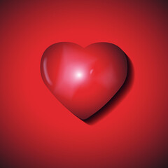 Red heart on plain red background