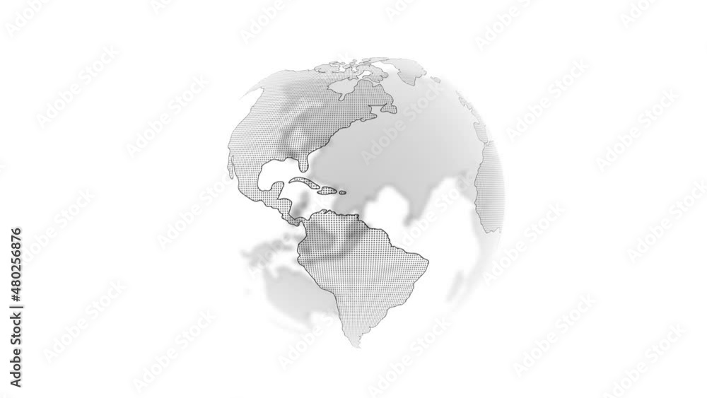 Aufkleber 3d hologram gray earth world globe rotating on isolated clean white copy space background seamless l