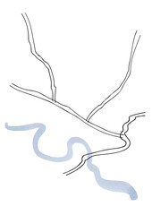 Obraz premium watercolor map creator, map, road, street, river, lake, isolated elements on white background