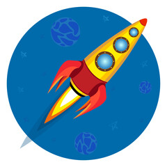 Rocket launch, ship icon vector, illustration concept of business product on a market