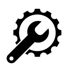 Wrench and gear. Icon. Service maintenance