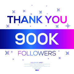 Creative Thank you (900k, 900000) followers celebration template design for social network and follower ,Vector illustration.