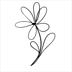 Simple line drawing of a flower.Vector graphics.