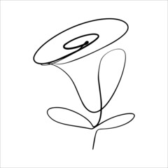 Simple line drawing of a flower.Vector graphics.