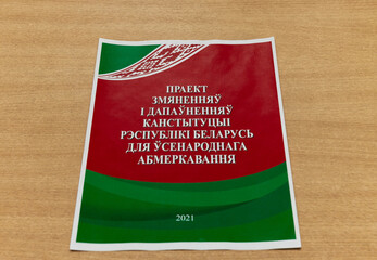Minsk. Belarus. 01.09.2022. Draft amendments and additions to the Constitution of the Republic of...