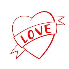 Heart with word love on ribbon
