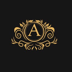 Vector logo luxury design template in trendy linear style. Luxury, hotel, fashion, beauty and jewelry emblem, sign, business symbol.