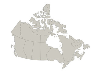 Canada map, individual regions, blank