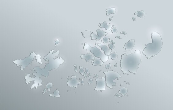 Franz Josef Land map administrative division separates regions, design glass card 3D, blank