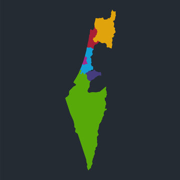 Infographics Israel map, flat design colors,individual administrative division, blank