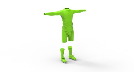 3d illustration of the green football player cloth
