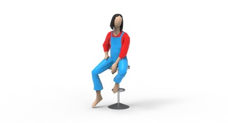 Fototapeta na wymiar 3d illustration of the cartoon sitting woman 