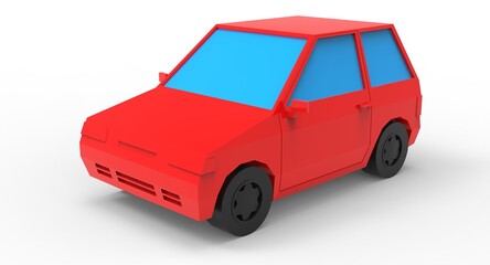 3d illustration of the cartoon small car
