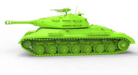 3d illustration of the green tank with machine gun
