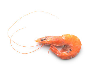 Tasty boiled shrimp on white background