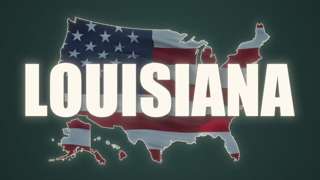State of Louisiana map reveals from the USA map silhouette animation