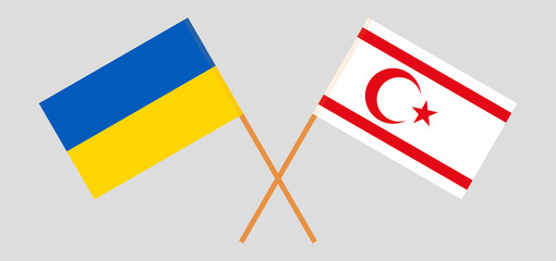 Crossed flags of Ukraine and Northern Cyprus. Official colors. Correct proportion