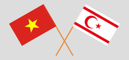 Crossed flags of Vietnam and Northern Cyprus. Official colors. Correct proportion