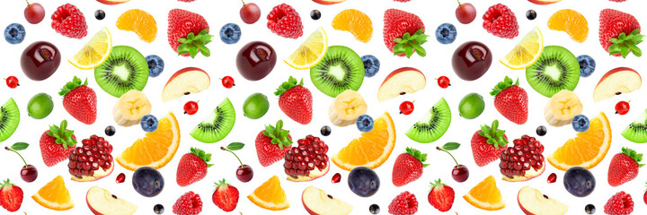 Fototapeta na wymiar Mixed fruits. Fruits pattern. Fruit background
