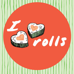 Seamless pattern of Japanese rolls.