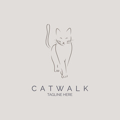 cat line style catwalk logo design template for brand or company and other