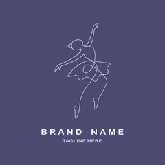 Fototapeta premium line drawing ballerina in ballet motion dance style logo template design vector for brand or company and other