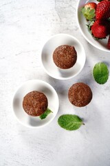 Homemade mini Chocolate Molten lava cake, selective focus