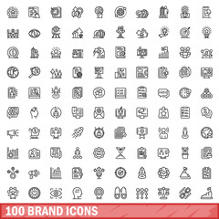 100 brand icons set. Outline illustration of 100 brand icons vector set isolated on white background